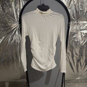 Chelsea 28 White Mock Neck Top Womens Size S Long Sleeve Minimalist Casual Blous